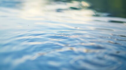 Close-up of rippling water in a pond, soft morning light, gentle waves creating patterns. 