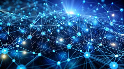 Fototapeta premium Abstract Network Connections with Blue-Toned Dots and Lines ai generated