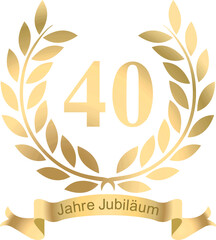 Laurels in vector for the 40 years jubilee with text in German	