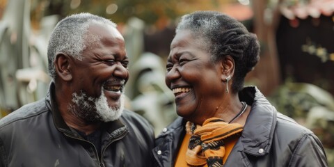 Obraz premium Romantic Outdoor Chatting and Flirting of Elderly Black Couple on Valentine's Day, Celebrating Love and Intimacy, High-Resolution Wallpaper Background Generated by AI