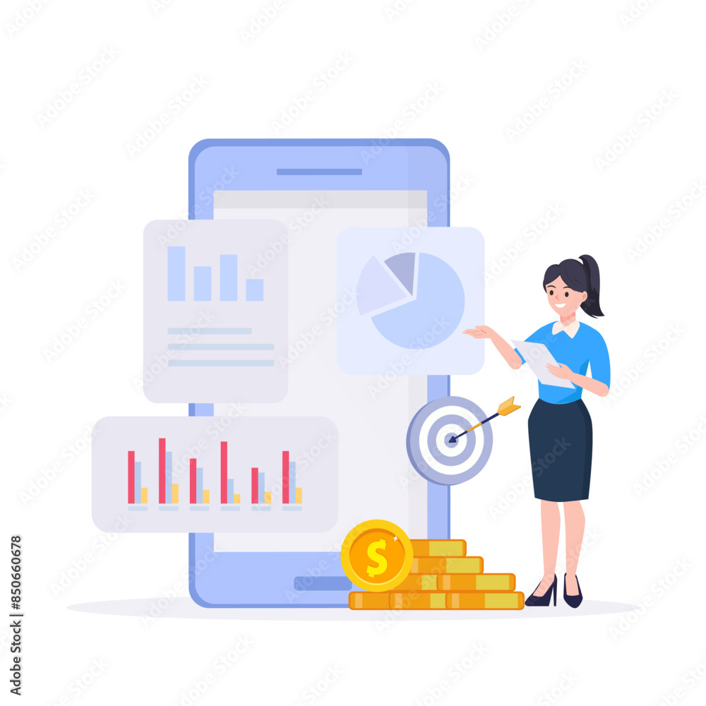 Poster digital data analysis concept. analyzing data, analytic business. concept vector illustration