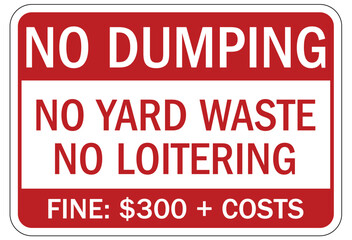 No dumping fine warning sign