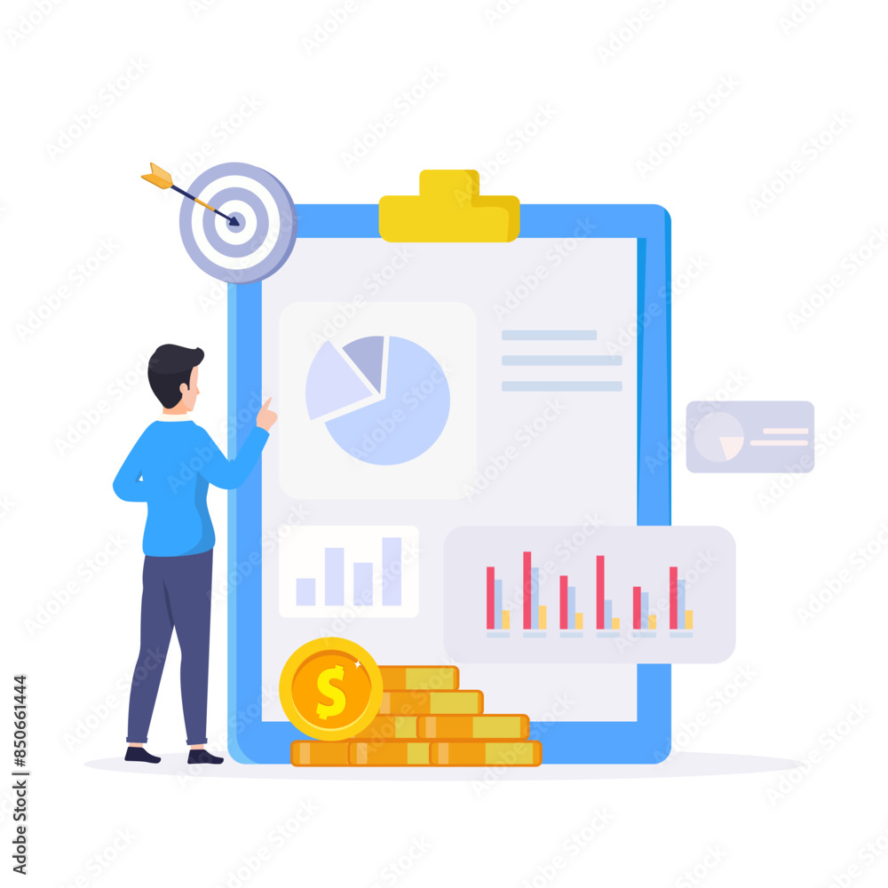 Poster digital data analysis concept. analyzing data, analytic business. concept vector illustration