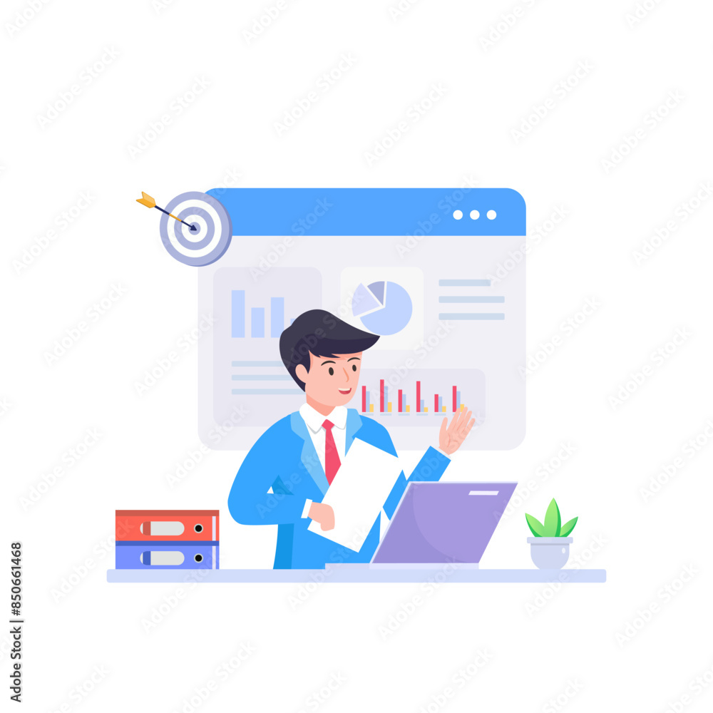 Poster digital data analysis concept. analyzing data, analytic business. concept vector illustration