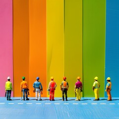 Obraz premium Construction Workers In Front of Colorful Wall.