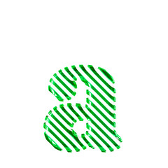 White symbol with green diagonal ultra thin straps. letter a