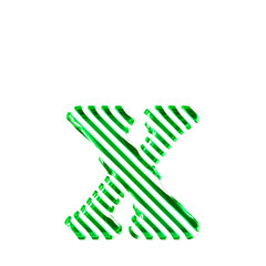 White symbol with green diagonal ultra thin straps. letter x