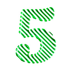 White symbol with green diagonal ultra thin straps. number 5