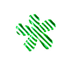 White symbol with green diagonal ultra thin straps