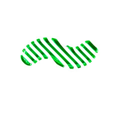 White symbol with green diagonal ultra thin straps