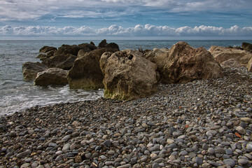 Méditerranée à Menton, plage du Gorbio