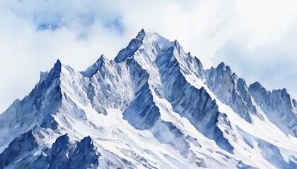 Obraz premium Majestic Watercolor Panorama of Snow-Capped Mountains