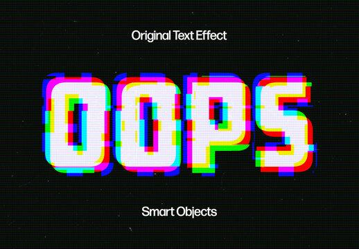 Distorted Glitch Text Effect Mockup