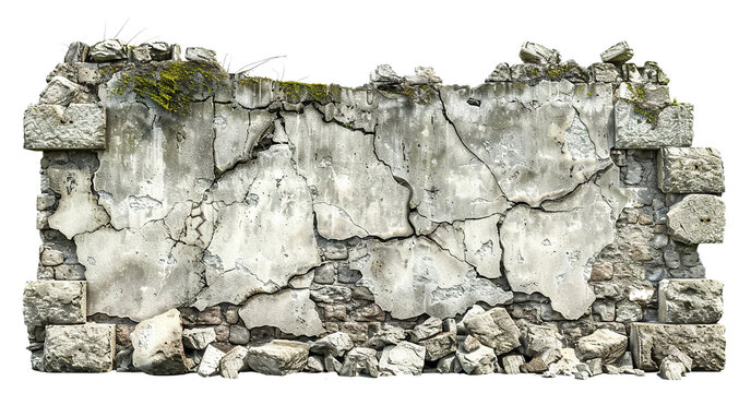Destroyed brick wall cut out