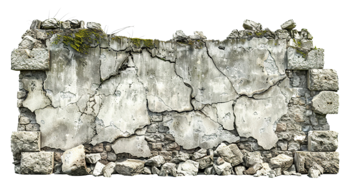 Destroyed brick wall cut out