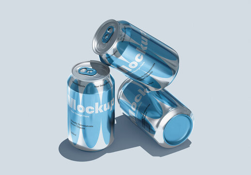 Three Icy Cans Mockup