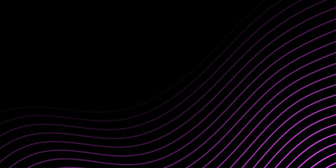 Abstract background with lines and waves. Medium banner size. Element for design. Vector background for brochure, booklet, flyer, poster. Pink and black gradient. Dark, night, love