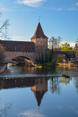 Obraz premium bridge over Pegnitz River in the Old Town of Nurnberg