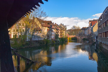 bridge over Pegnitz River in the Old Town of Nurnberg
