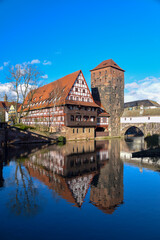 bridge over Pegnitz River in the Old Town of Nurnberg