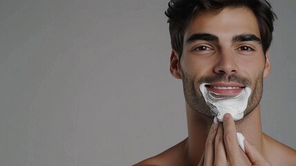 A man applying shaving cream