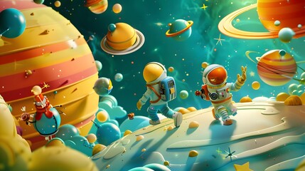 Cartoon-Style Space Travel, Fantasy Fairy Tale Concept