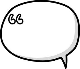 Black and white color speech bubble balloon with quotation marks, icon sticker memo keyword planner text box banner, flat png transparent element design