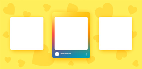 Social media frame collection template. Colorful social media interface.