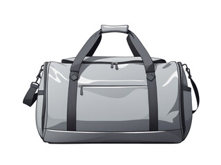 Isolated 3D illustration of a modern gray duffel bag with black straps and shoulder handle. Realistic shading and clean design, ideal for e-commerce, travel accessories, fitness, gym, or packing conce