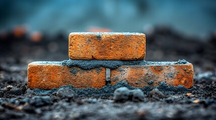 Single brick structure in a construction site