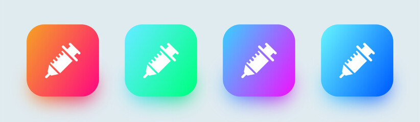 Inject solid icon in square gradient colors. Medicine signs vector illustration.