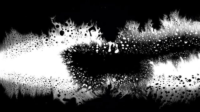 Ink splatter brush stroke transition abstract ink brush slow motion blot, splat, fluid art, overlay, watercolor matte composition, spreading brush stroke ink transition splatter composting animation	
