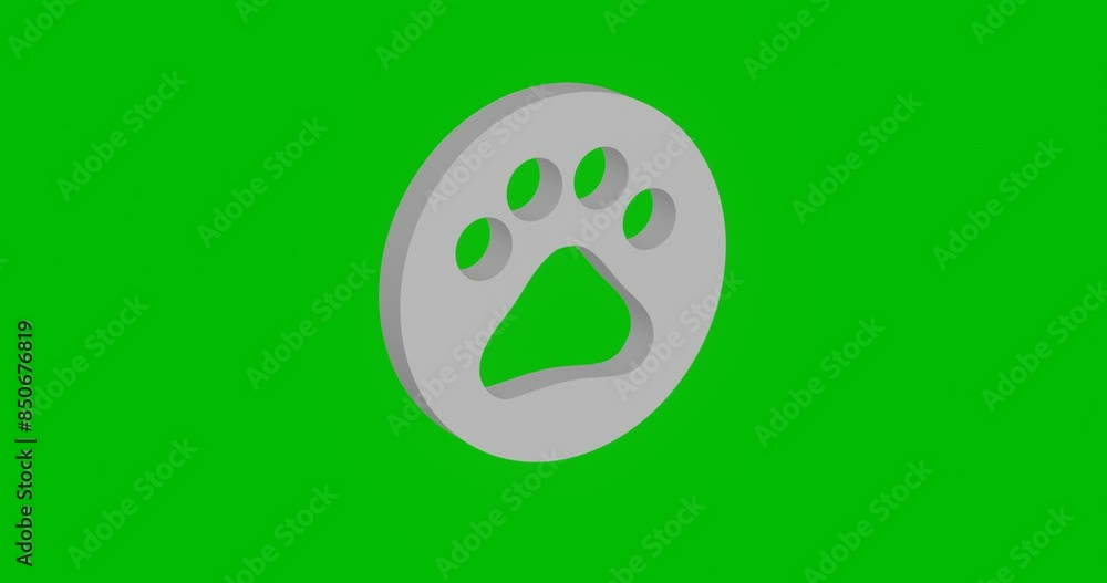 Poster animation of rotation of a white pet symbol with shadow. simple and complex rotation. seamless loope