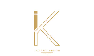 IK, KI Abstract Letters Logo Monogram Design Font Vector Initials