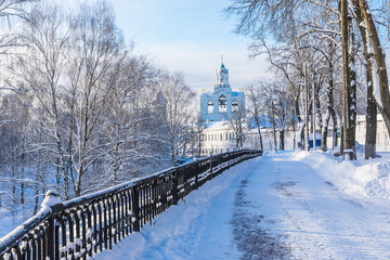 the historical center of the city of Yaroslavl, Russia, a UNESCO protected site, presents buildings of all styles of Russian architecture of the last five centuries.