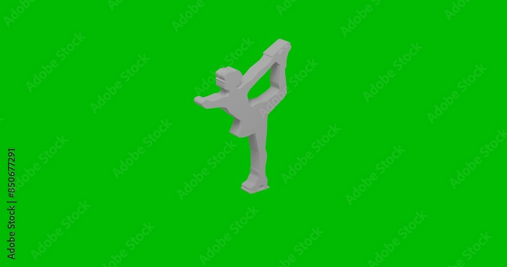 Poster animation of rotation of a white female figure skating symbol with shadow. simple and complex rotati