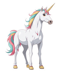 Vector cartoon rainbow Unicorn on a transparent png background