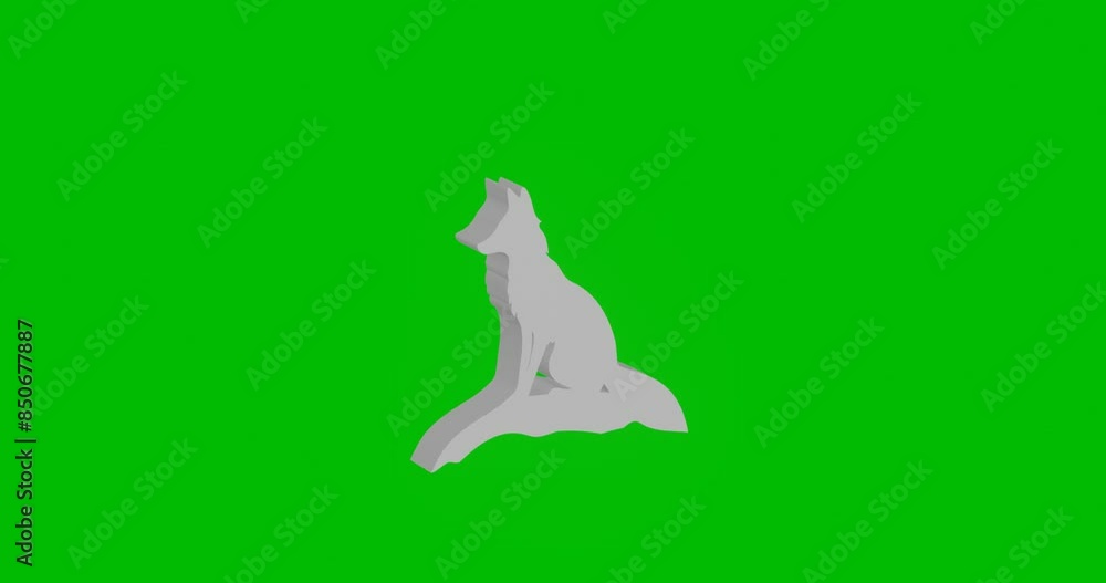 Poster animation of rotation of a white fox symbol with shadow. simple and complex rotation. seamless loope