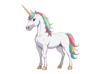 Vector cartoon rainbow Unicorn on a transparent png background