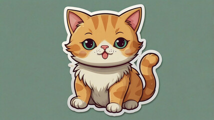 Obraz premium cute cat sticker illustration