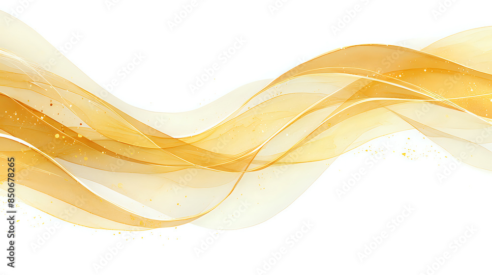 Poster abstract golden wave pattern on a white background, symbolizing elegance and fluidity. ideal for des