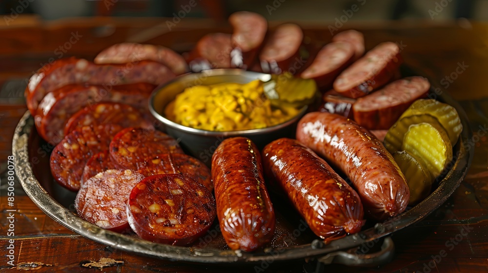 Wall mural spicy sausage platter