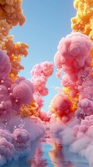 Fototapeta premium Ethereal Cartoon Cloudscape with Swirling Clouds. Captivating Sky Background
