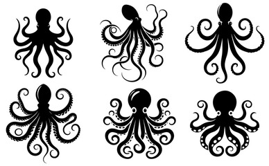 Octopus vector icon set. devilfish illustration sign collection