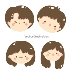 Boy and girl cute face emoticon