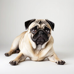 Pug dog isolated on a white background .