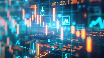 Obraz premium Real-time stock trading screen graphic