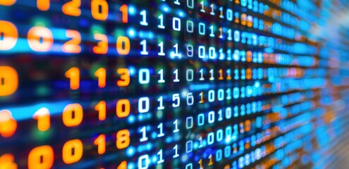 binary background. A background showing yellow and white numbers against a blur effect background
