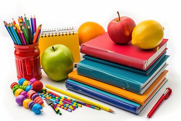Colorful School Supplies and Backpacks Ready for the First Day of School