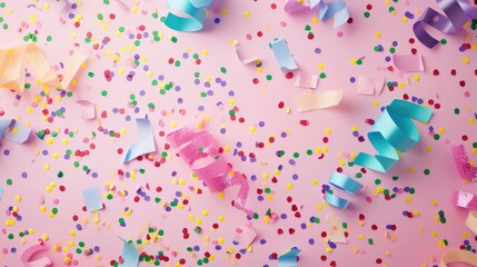 Birthday confetti flat design front view event theme animation colored pastel